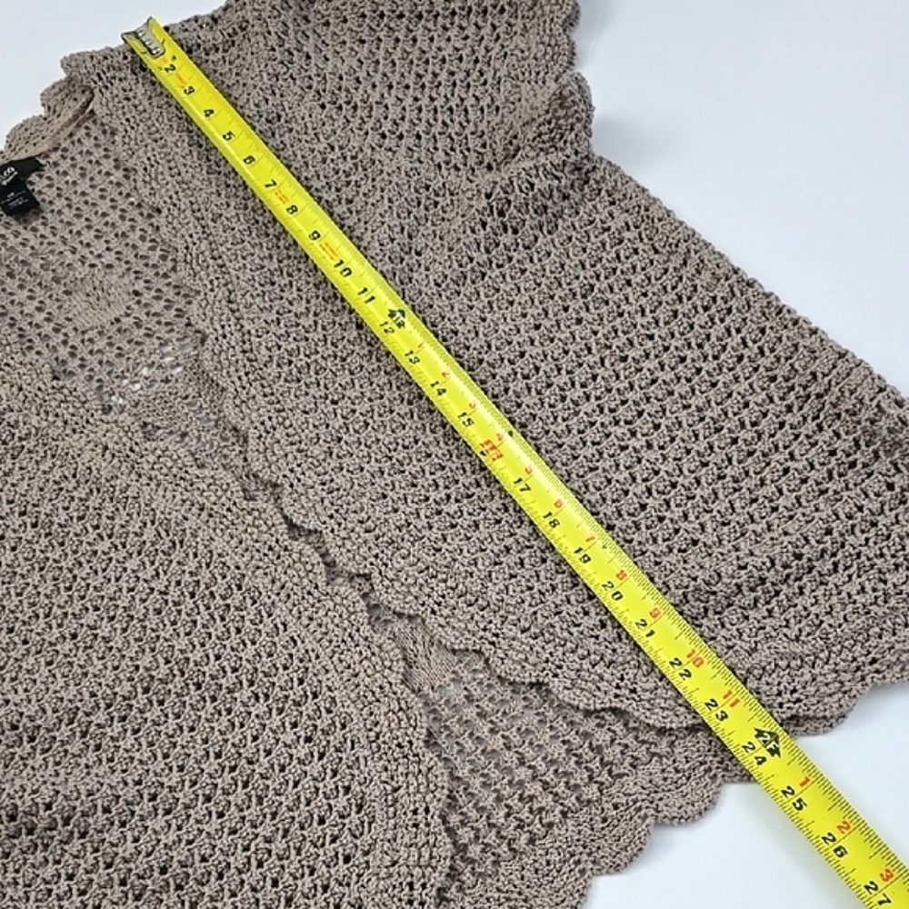 Style & Co Women's Open Front Short Sleeves Cotton Taupe Crochet Cardigan Sz 1X - Picture 13 of 13